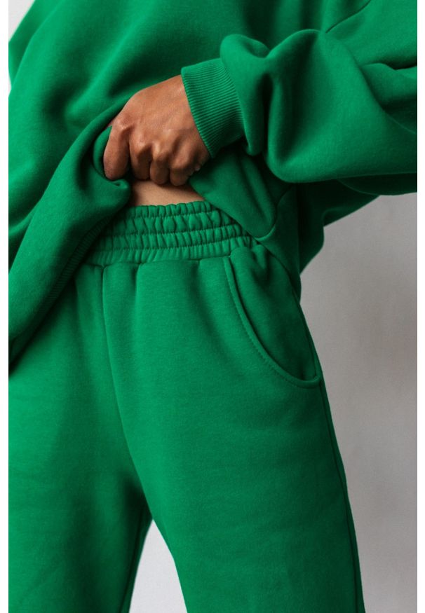 Marsala - Spodnie dresowe typu jogger w kolorze POISON GREEN - DISPLAY. Stan: podwyższony. Materiał: dresówka. Styl: klasyczny, elegancki