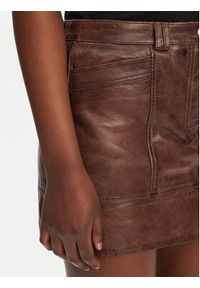 Pinko - PINKO Spódnica skórzana Geordie 104957 A2I1 Brązowy Slim Fit. Kolor: brązowy. Materiał: skóra #4
