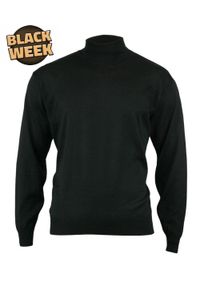Golf Klasyczny Czarny, Wełna Merynosa - MM Classic, Męski. Typ kołnierza: golf. Kolor: czarny. Materiał: akryl, wełna. Styl: klasyczny