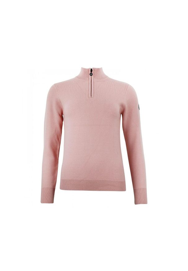 PEAK MOUNTAIN - Damski sweter z golfem zapinany na zamek 1/2 Peak Mountain Acharlito. Typ kołnierza: golf. Kolor: różowy. Sport: golf