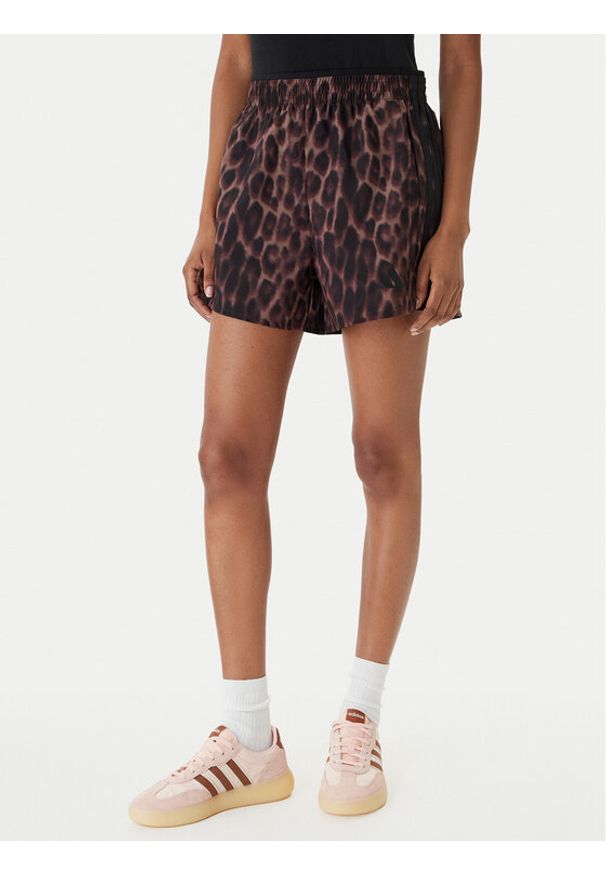 Adidas - adidas Szorty sportowe Workout Essentials Leopard Woven JZ4935 Brązowy Regular Fit. Kolor: brązowy. Materiał: syntetyk