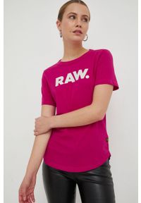 G-Star RAW - G-Star Raw t-shirt bawełniany kolor różowy. Okazja: na co dzień. Kolor: różowy. Materiał: bawełna. Wzór: nadruk. Styl: casual #2