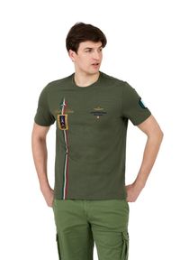 Aeronautica Militare - AERONAUTICA MILITARE Zielony bawełniany męski t-shirt Frecce Tricolori Short Sleeve, Rozmiar M. Kolor: zielony. Materiał: bawełna #7