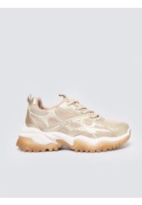 Big-Star - Sneakersy damskie beżowo-złote SS274014 802. Okazja: na co dzień. Nosek buta: okrągły. Kolor: brązowy. Materiał: syntetyk, materiał