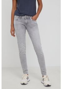 Pepe Jeans jeansy damskie medium waist. Kolor: szary