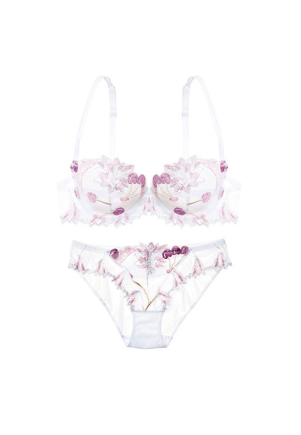 Intica - Komplet bielizny z subtelnym haftem na każdą okazję Jackie. Kolor: biały. Materiał: materiał. Wzór: haft