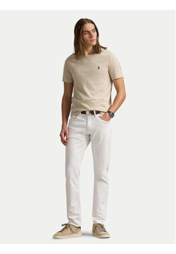 Polo Ralph Lauren T-Shirt 710671438203 Beżowy Slim Fit. Typ kołnierza: polo. Kolor: beżowy. Materiał: bawełna