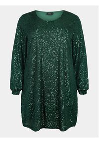 Zizzi Sukienka koktajlowa M59218A Zielony Loose Fit. Kolor: zielony. Materiał: syntetyk. Styl: wizytowy #4