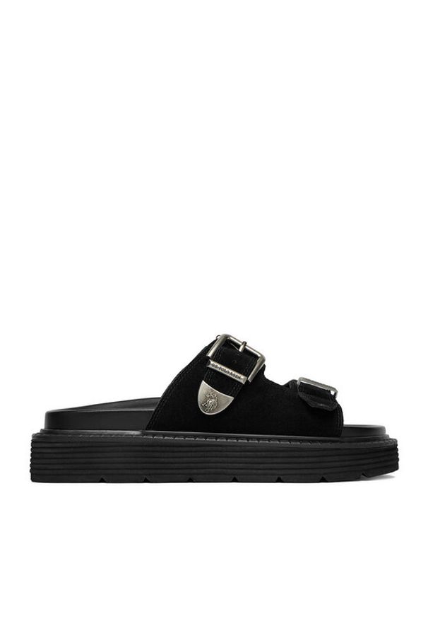 U.S. Polo Assn. Klapki EO-TANIA001W/6S1 Czarny. Kolor: czarny. Materiał: skóra, zamsz