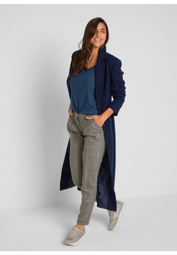 bonprix - Dopasowany shirt z długim rękawem (2 szt.). Typ kołnierza: dekolt w serek. Kolor: niebieski. Długość rękawa: długi rękaw. Długość: długie. Styl: klasyczny