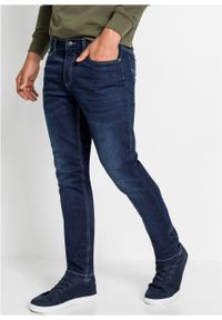 Dżinsy z miękkiego materiału ze stretchem Slim Fit Straight bonprix ciemny denim. Kolor: niebieski. Materiał: poliester, materiał, elastan, bawełna #2