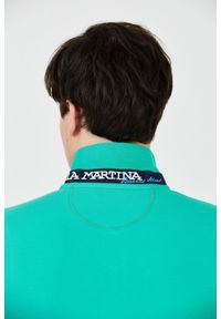 La Martina - LA MARTINA Szmaragdowe męskie polo z małym logo, Rozmiar XL. Typ kołnierza: polo. Kolor: zielony #6