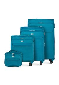 Wittchen - Komplet jednokolorowych walizek miękkich. Kolor: turkusowy. Materiał: poliester