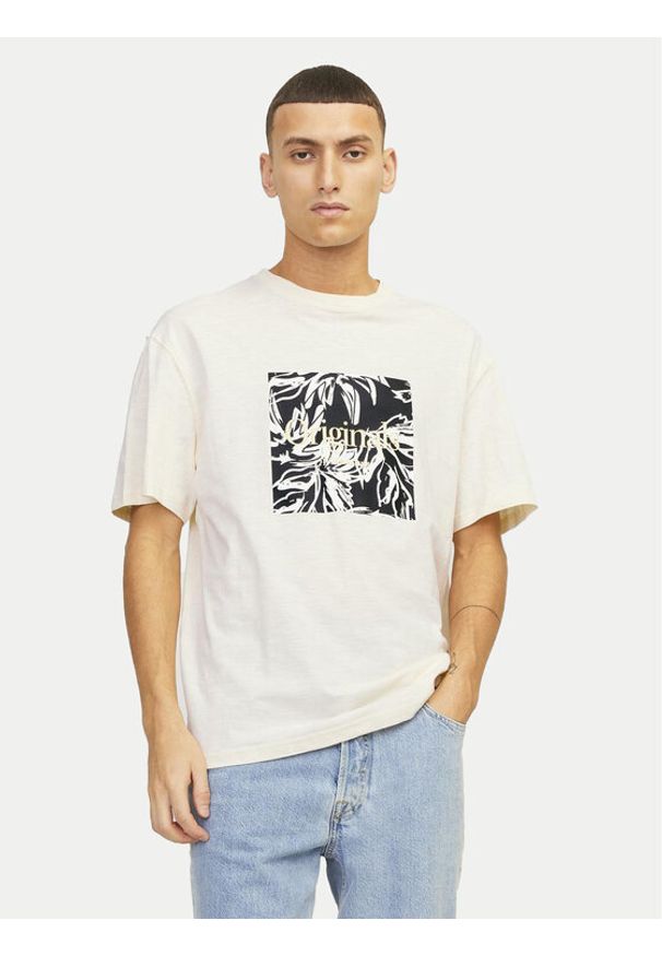 Jack & Jones T-Shirt Lafayette 12250436 Écru Relaxed Fit. Materiał: bawełna