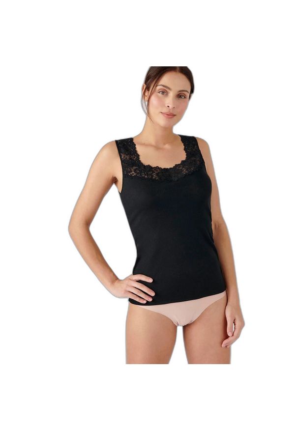 DAMART - Damski tank top Damart Thermolactyl. Kolor: czarny. Materiał: skóra, dzianina. Sezon: zima