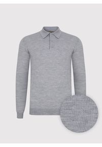 Pako Lorente - PAKO LORENTE – Męski szary sweter z kołnierzykiem polo. Typ kołnierza: polo. Kolor: szary, niebieski. Materiał: wełna, akryl, poliamid. Wzór: melanż. Sezon: jesień, zima #3
