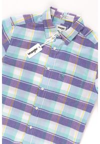 Wrangler - KOSZULA MĘSKA KRÓTKI RĘKAW WRANGLER SS 1PKT SHIRT BEACH GLASS W5860NQWD 112129522. Materiał: materiał. Długość rękawa: krótki rękaw. Długość: krótkie. Wzór: kratka