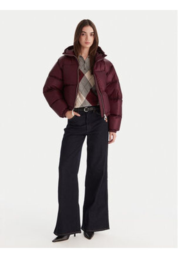 TOMMY HILFIGER - Tommy Hilfiger Kurtka puchowa WW0WW46541 Bordowy Regular Fit. Kolor: czerwony. Materiał: syntetyk