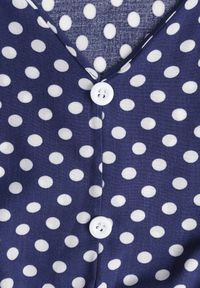 Born2be - Granatowa Bawełniana Sukienka z Gumką w Pasie i Falbanką Romilla. Kolor: niebieski. Materiał: bawełna. Sezon: lato. Styl: wizytowy #6