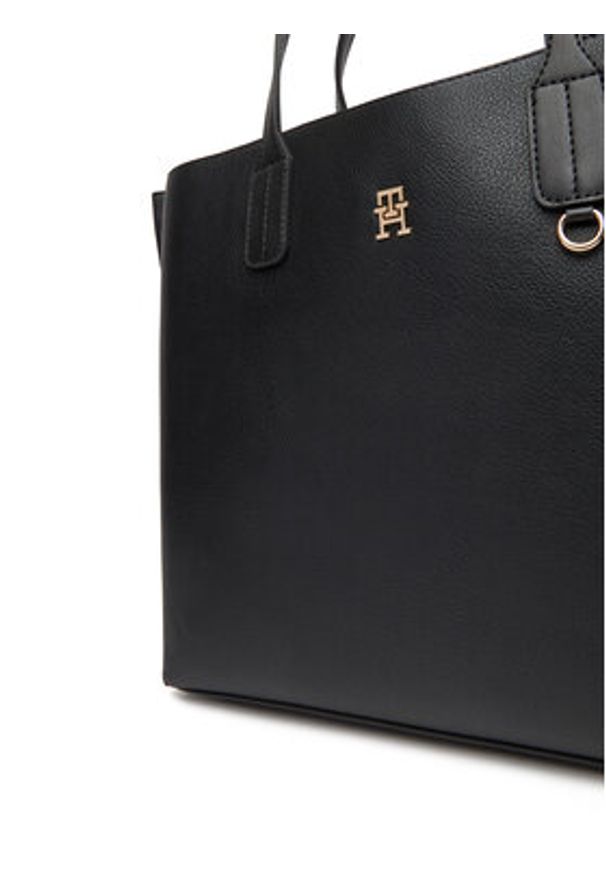 TOMMY HILFIGER - Tommy Hilfiger Torebka Th Distinct Satchel AW0AW17463 Czarny. Kolor: czarny. Materiał: skórzane