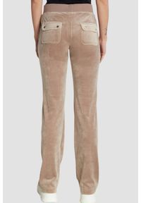 Juicy Couture - JUICY COUTURE Ciemno-beżowe damskie spodnie welurowe Del Ray Pocket Pant, Rozmiar M. Kolor: beżowy. Materiał: welur #6