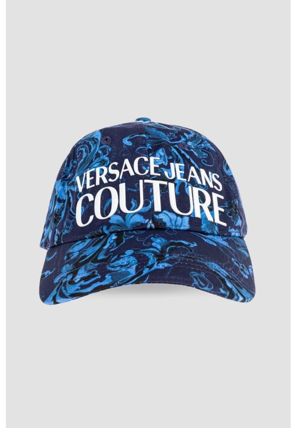Guess - VERSACE JEANS COUTURE Granatowa bawełniana czapka z daszkiem The Middle. Kolor: niebieski. Materiał: jeans, bawełna. Styl: elegancki