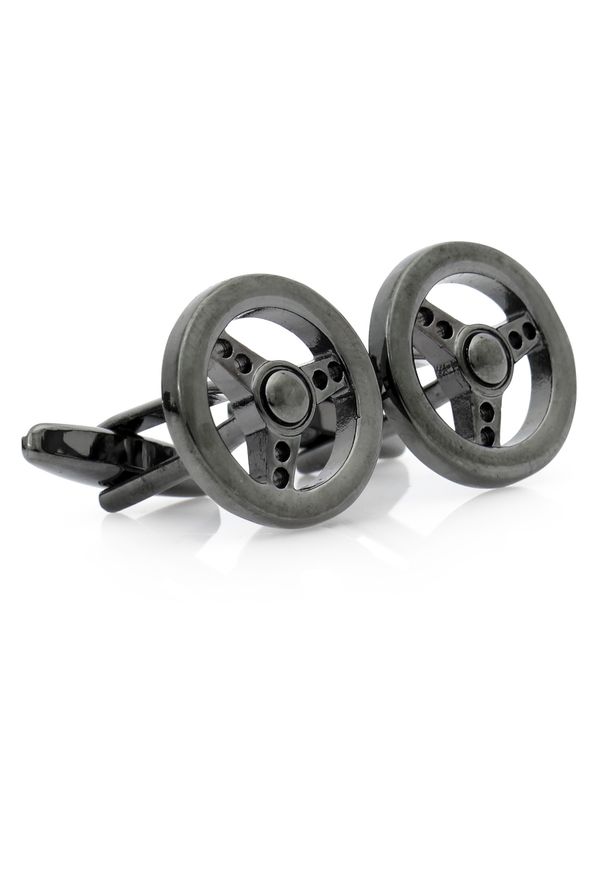 Modini - Grafitowe spinki do mankietów - kierownica A264. Kolor: szary