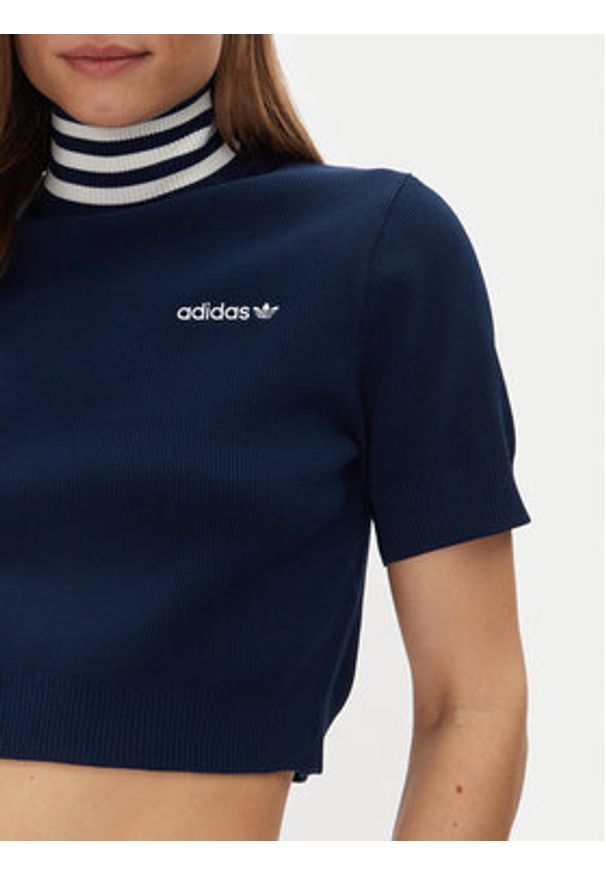Adidas - adidas Golf JC7680 Granatowy Slim Fit. Typ kołnierza: golf. Kolor: niebieski. Materiał: syntetyk