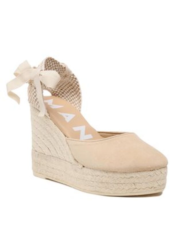 Manebi Espadryle Soft Suede Wedge Espadrilles M 1.1 WV Beżowy. Kolor: beżowy. Materiał: zamsz, skóra