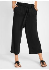 Spodnie culotte z lejącej wiskozy bonprix czarny. Kolor: czarny. Materiał: wiskoza #7