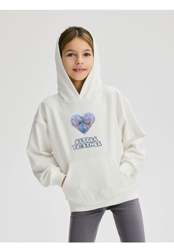 Reserved - Bluza Lilo & Stitch z aplikacją 3D - złamana biel. Materiał: bawełna, dzianina. Wzór: aplikacja