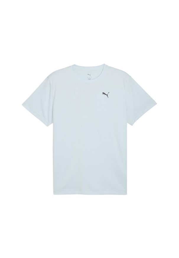 Puma - Męska koszulka do biegania z nadrukiem Faster PUMA Sea Glass Blue. Kolor: niebieski. Materiał: skóra. Wzór: nadruk. Sport: bieganie, fitness