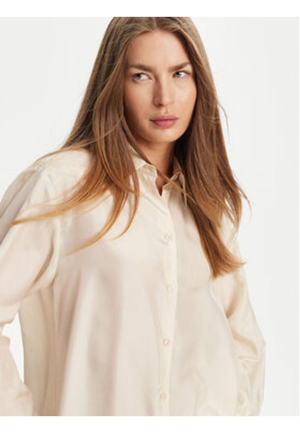 Marella Koszula Alec 2513111015 Écru Regular Fit. Materiał: jedwab, satyna