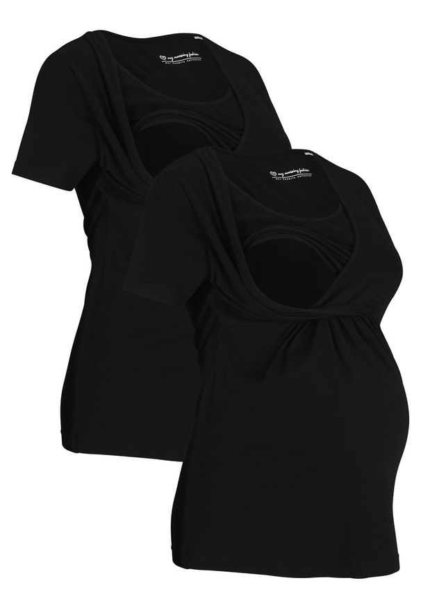 Shirt ciążowy i do karmienia (2 szt.) bonprix czarny + czarny. Kolekcja: moda ciążowa. Kolor: czarny