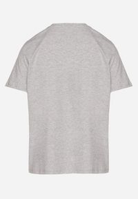Born2be - Szary Bawełniany T-shirt z Dekoltem w V Ninoriana. Kolor: szary. Materiał: bawełna #7