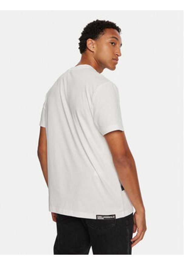 Karl Lagerfeld Jeans T-Shirt 246D1705 Biały Regular Fit. Kolor: biały. Materiał: bawełna