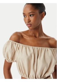 Guess Bluzka W6GHA1 W2447 Beżowy Regular Fit. Kolor: beżowy. Materiał: len #3