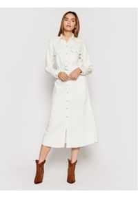 Polo Ralph Lauren Sukienka koszulowa 211834041001 Beżowy Regular Fit. Typ kołnierza: polo. Kolor: beżowy. Materiał: bawełna. Typ sukienki: koszulowe