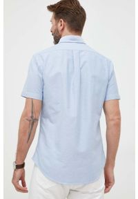 Polo Ralph Lauren koszula bawełniana męska kolor niebieski regular z kołnierzykiem button-down. Typ kołnierza: button down, polo. Kolor: niebieski. Materiał: bawełna. Długość rękawa: krótki rękaw. Długość: krótkie #2