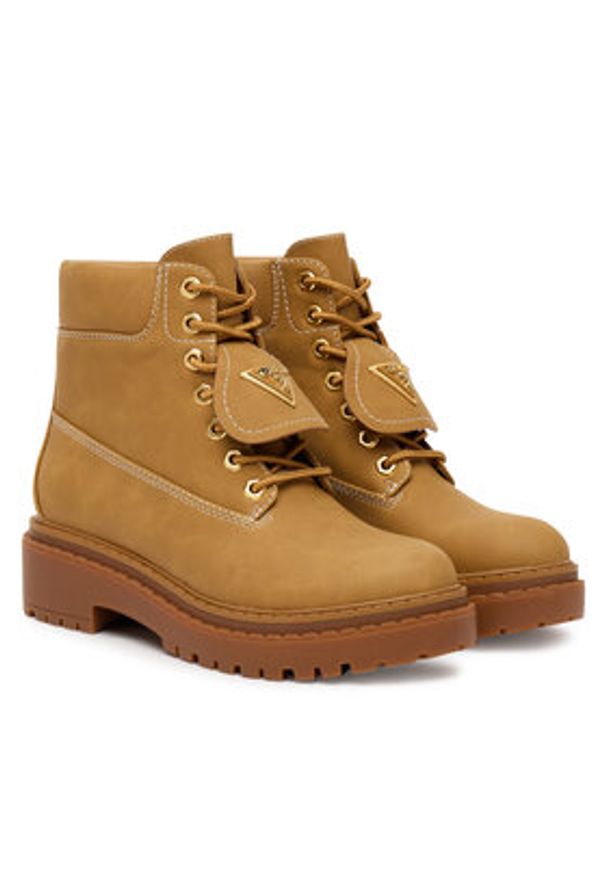 Guess Trapery FLTLVY ELE10 Beżowy. Kolor: beżowy. Materiał: skóra