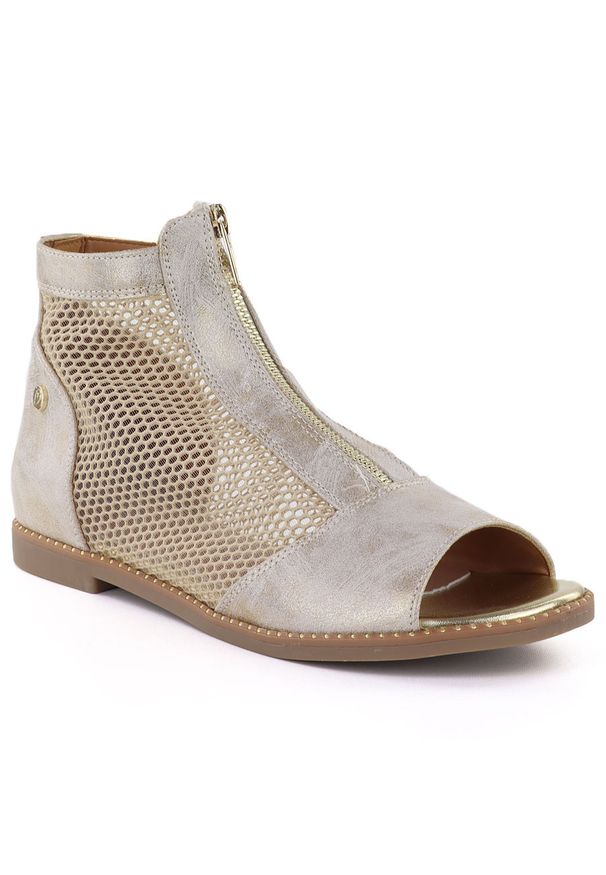 Botki damskie letnie ażurowe złote Jezzi RMR24148-5. Kolor: złoty. Materiał: skóra ekologiczna. Szerokość cholewki: normalna. Wzór: ażurowy. Sezon: lato