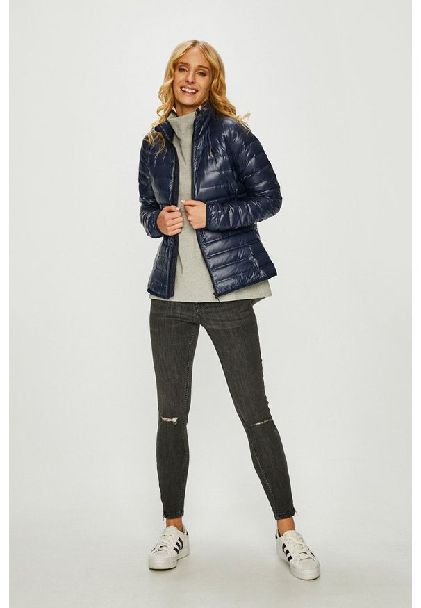 adidas Performance kurtka sportowa puchowa CY8741 kolor granatowy zimowa. Kolor: niebieski. Materiał: puch. Wzór: ze splotem. Sezon: zima. Styl: sportowy