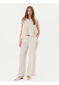 Eleh Spodnie palazzo ESS250049 Écru Regular Fit. Materiał: syntetyk