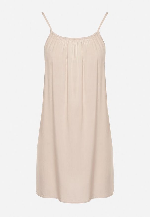 Born2be - Beżowa Wiskozowa Sukienka na Regulowanych Ramiączkach Ulantia. Okazja: na co dzień. Kolor: beżowy. Materiał: wiskoza. Długość rękawa: na ramiączkach. Sezon: lato. Styl: casual, elegancki