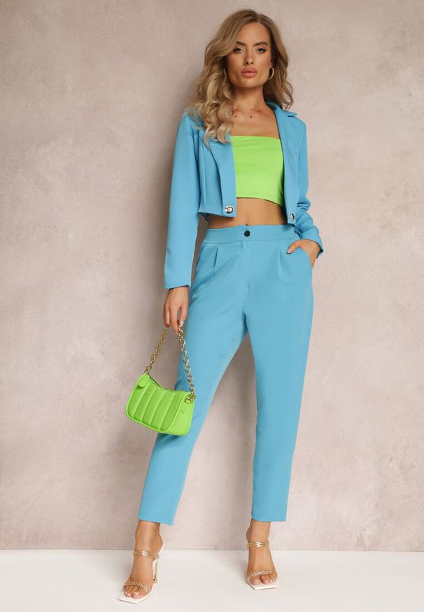 Renee - Niebieskie Spodnie Cygaretki Zalko. Okazja: na co dzień. Kolor: niebieski. Styl: elegancki, casual, klasyczny