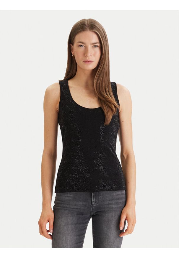 Guess Top W6GP10 K2932 Czarny Regular Fit. Kolor: czarny. Materiał: bawełna