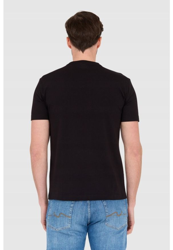 EA7 Emporio Armani - EA7 Czarny męski t-shirt z dużym białym logo, Rozmiar M. Kolor: czarny