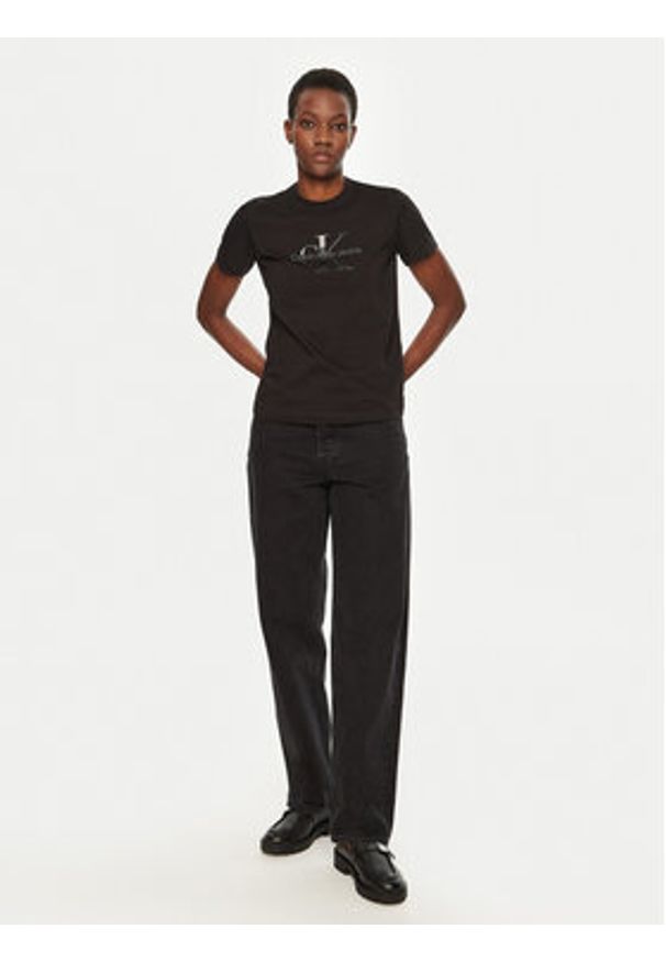 Calvin Klein Jeans T-Shirt J20J224983 Czarny Regular Fit. Kolor: czarny. Materiał: bawełna