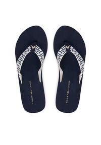 TOMMY HILFIGER - Tommy Hilfiger Japonki Wedge Summer Sandal Mono FW0FW09698 Granatowy. Kolor: niebieski. Materiał: materiał #1