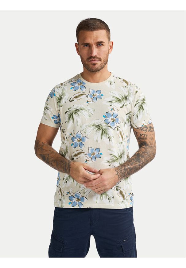 Petrol Industries T-Shirt M-1050-TSR655 Beżowy Regular Fit. Kolor: beżowy. Materiał: bawełna